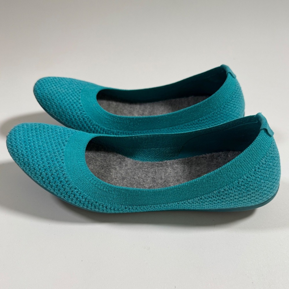 Allbirds Tree Breezers Teal Blue Knit Ballet Flats Women's 6 Sustainable Shoes - Picture 2 of 7